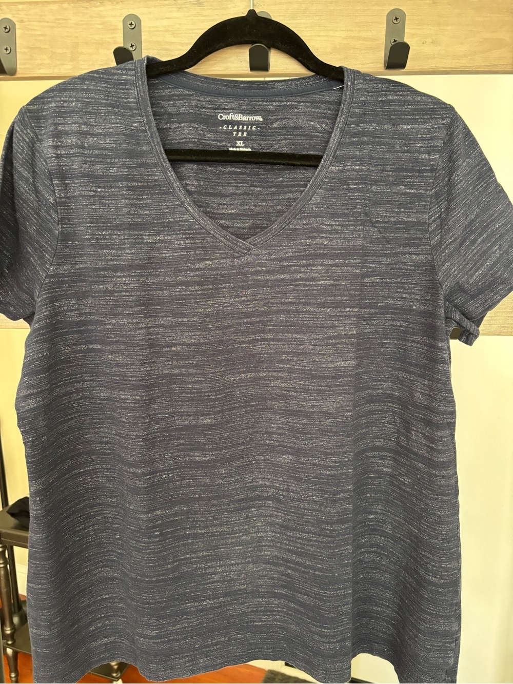croft & barrow Women's Blue Space-Dye V-Neck Short Sleeve Tee